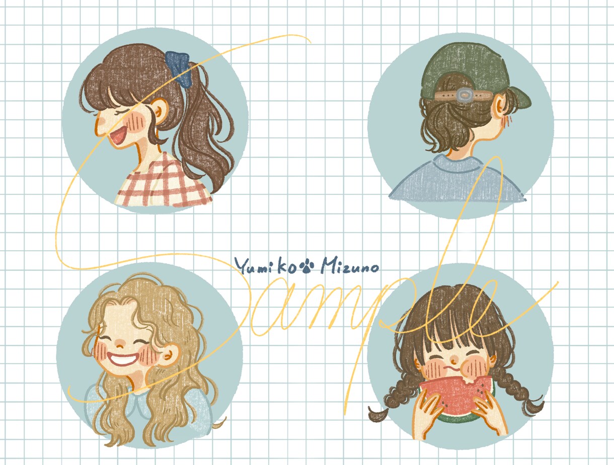 ほっこりかわいい似顔絵を描きます 顔出しは恥ずかしい…横顔やうしろ姿のアイコンがほしい方にも◎ イメージ2