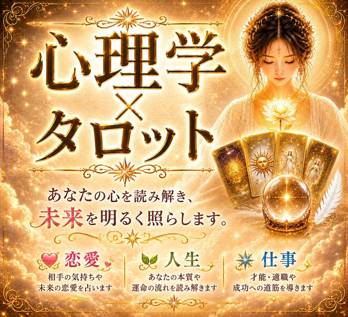 霊感霊視タロット×心理学で糸口を見つけます 心を整理し、繊細な心に寄り添う、優しい電話占い イメージ2
