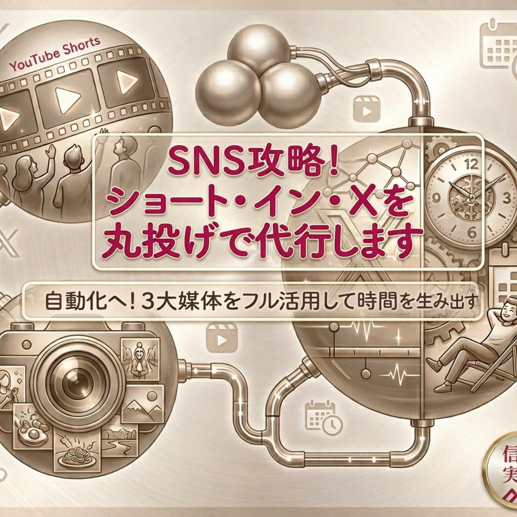 SNS攻略！ショート・イン・Xを丸投げで代行します 自動化へ！3大媒体をフル活用して時間を生み出す イメージ1