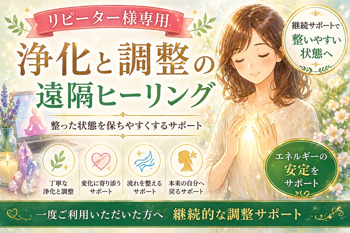 リピート様専用 浄化と調整の遠隔ヒーリング行います 一度ヒーリングを受けてくださった方へ向けたメニューになります イメージ1