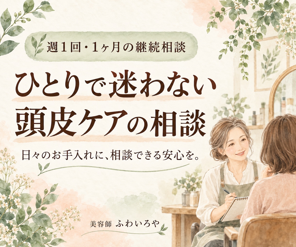 週1回・1ヶ月の頭皮ケア相談に寄り添います 初回相談後の継続に｜週1回・全4回でケアを振り返る イメージ1