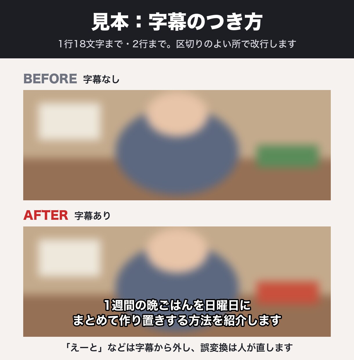 YouTube動画に読みやすい字幕をおつけします 20分3,000円｜字幕入り動画とSRTでお届け イメージ2