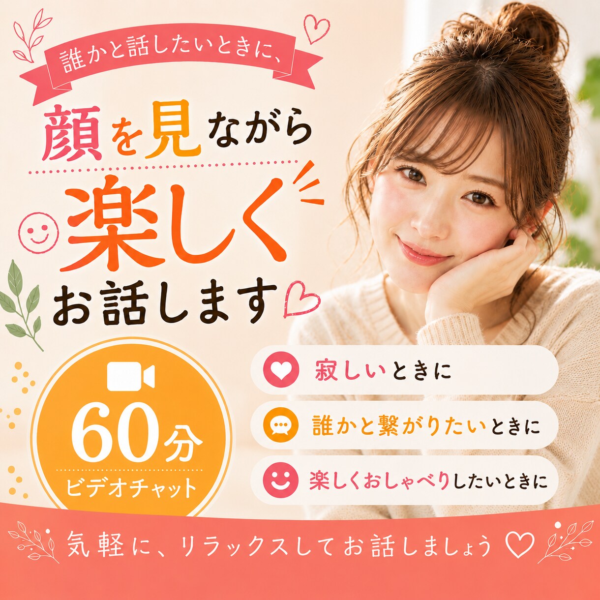 誰かと話したい時に♪顔を見ながら楽しくお話しします ひとりで過ごす時間に、ちょっとした楽しいひとときを♪ イメージ1