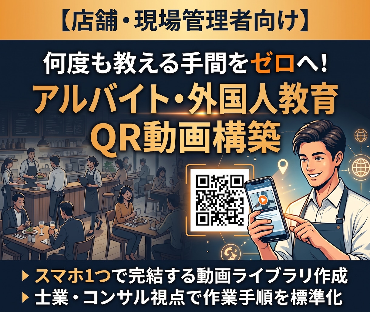 何度も教える手間ゼロ！QR動画マニュアル作成します 言葉の壁と教えるムダをゼロへ！自社専用QR動画ライブラリ イメージ1