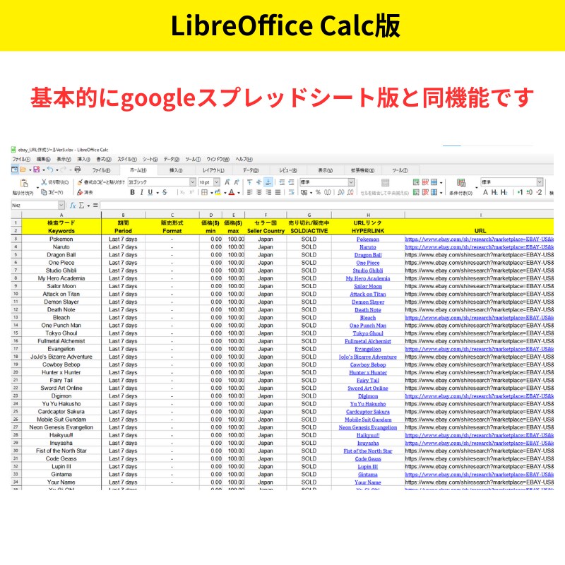 効率的なebayテラピークURL作成ツール渡します 1800の検索ワード付きeBayテラピークURL作成ツール イメージ6