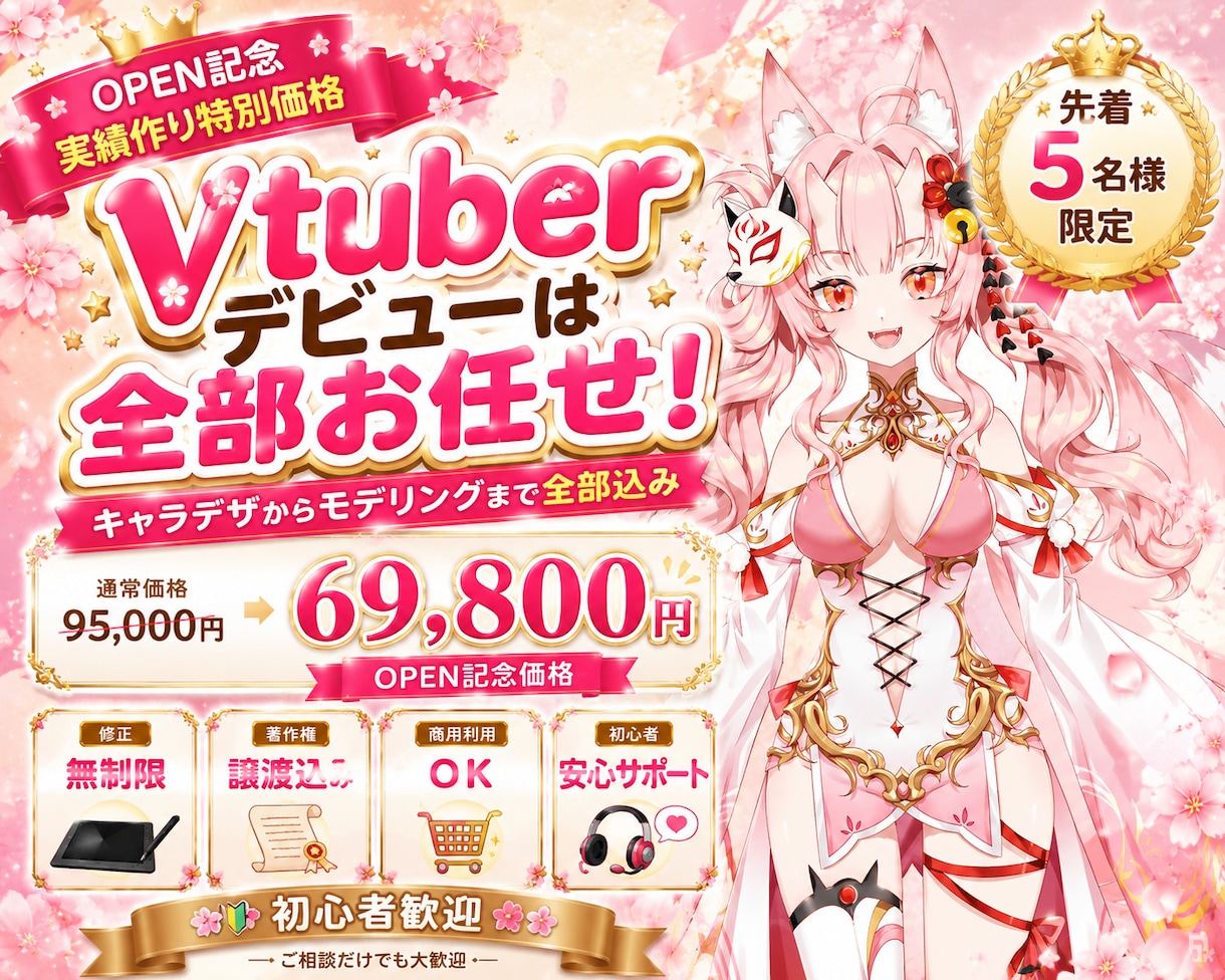 Vtuberモデル制作を一括対応いたします 初めての方でも安心してご相談いただけます イメージ1