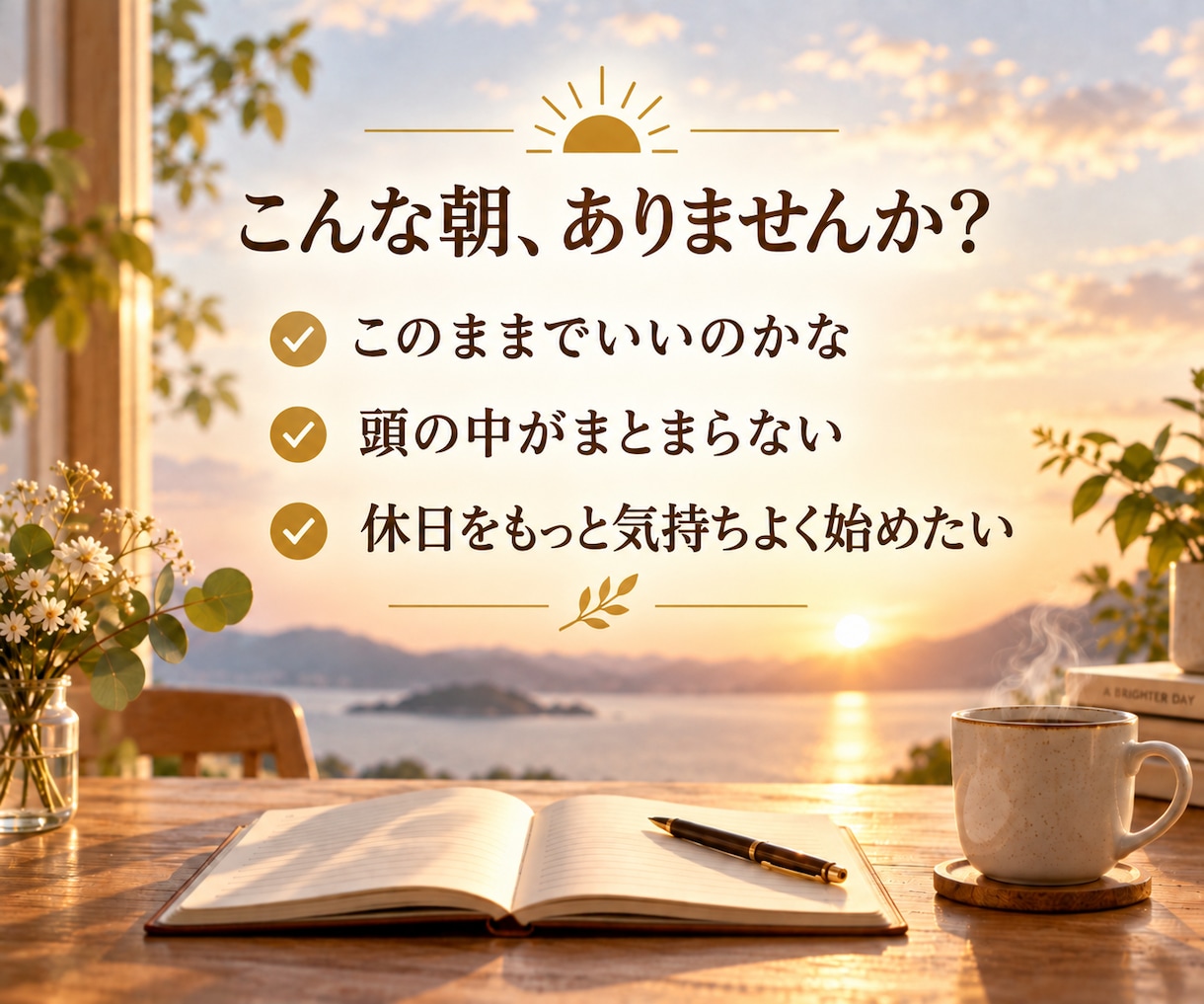 休日朝、モヤモヤした頭と気持ちを整理します まとまらない気持ちを、対話で一緒に整理します イメージ2