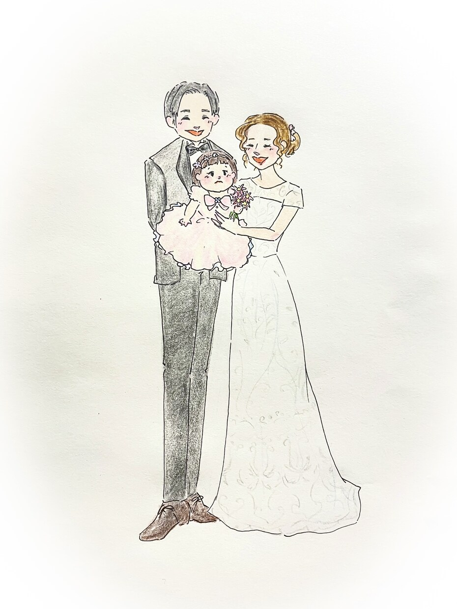 ふんわり似顔絵♡手描きのウェルカムボード描きます 【原画を納品！】世界でたった1枚の可愛い似顔絵 イメージ4