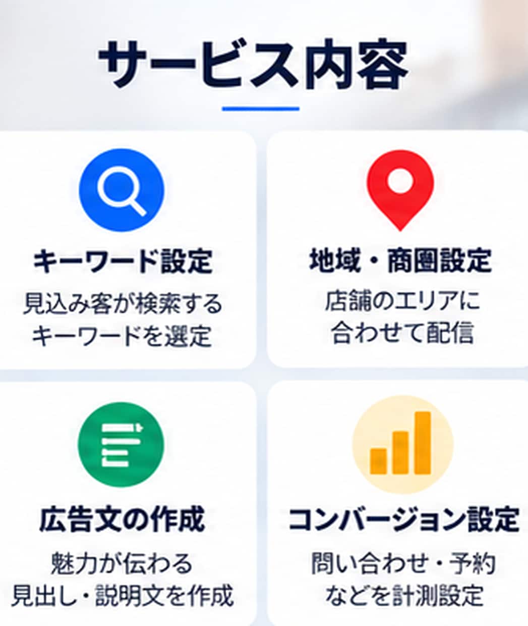 実店舗向けGoogle検索広告の初期設定をします 現役運用者がリスティング広告の初期設定をサポート イメージ4