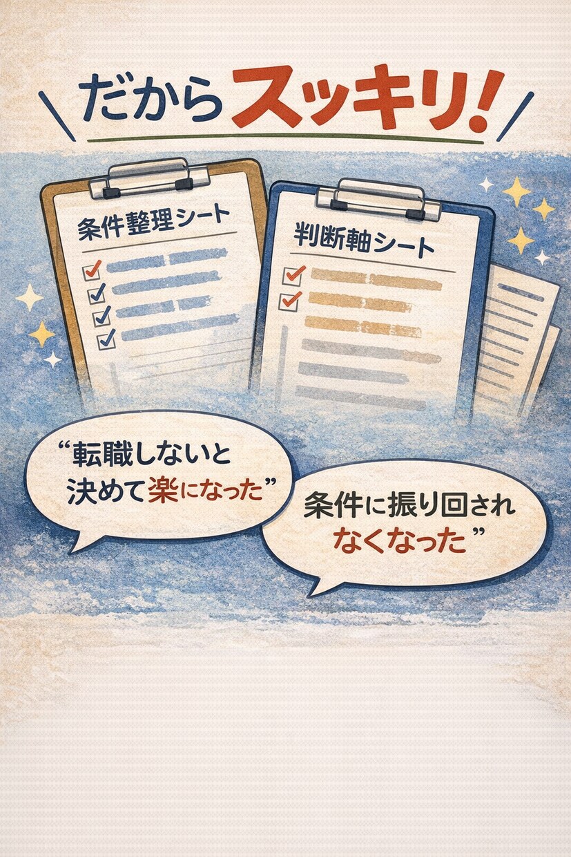 転職するか迷う人の条件を整理します 若手向け／転職を勧めない伴走型メンタリング イメージ3