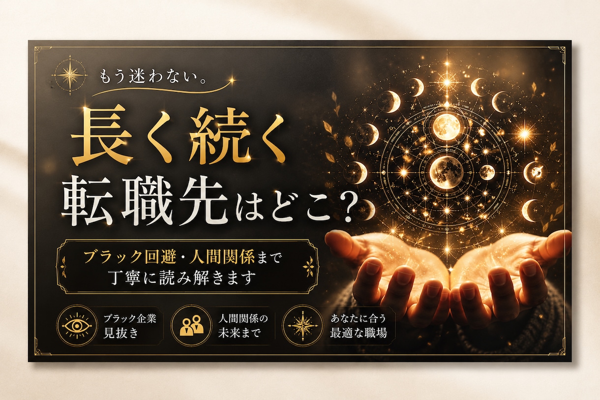 最大5社まで｜長く続く転職先を具体鑑定します ブラック回避・人間関係まで丁寧に読み解きます＾＾ イメージ1