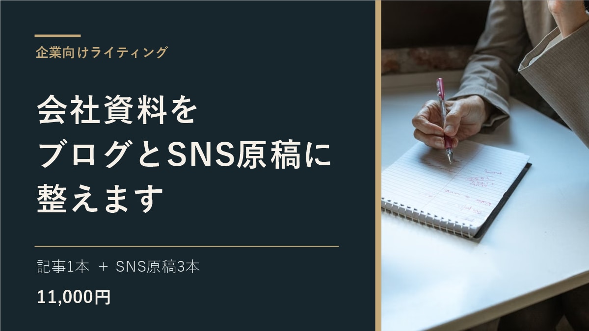 会社資料をブログとSNS原稿に整えます 記事1本とSNS3本を既存資料から作成します イメージ1