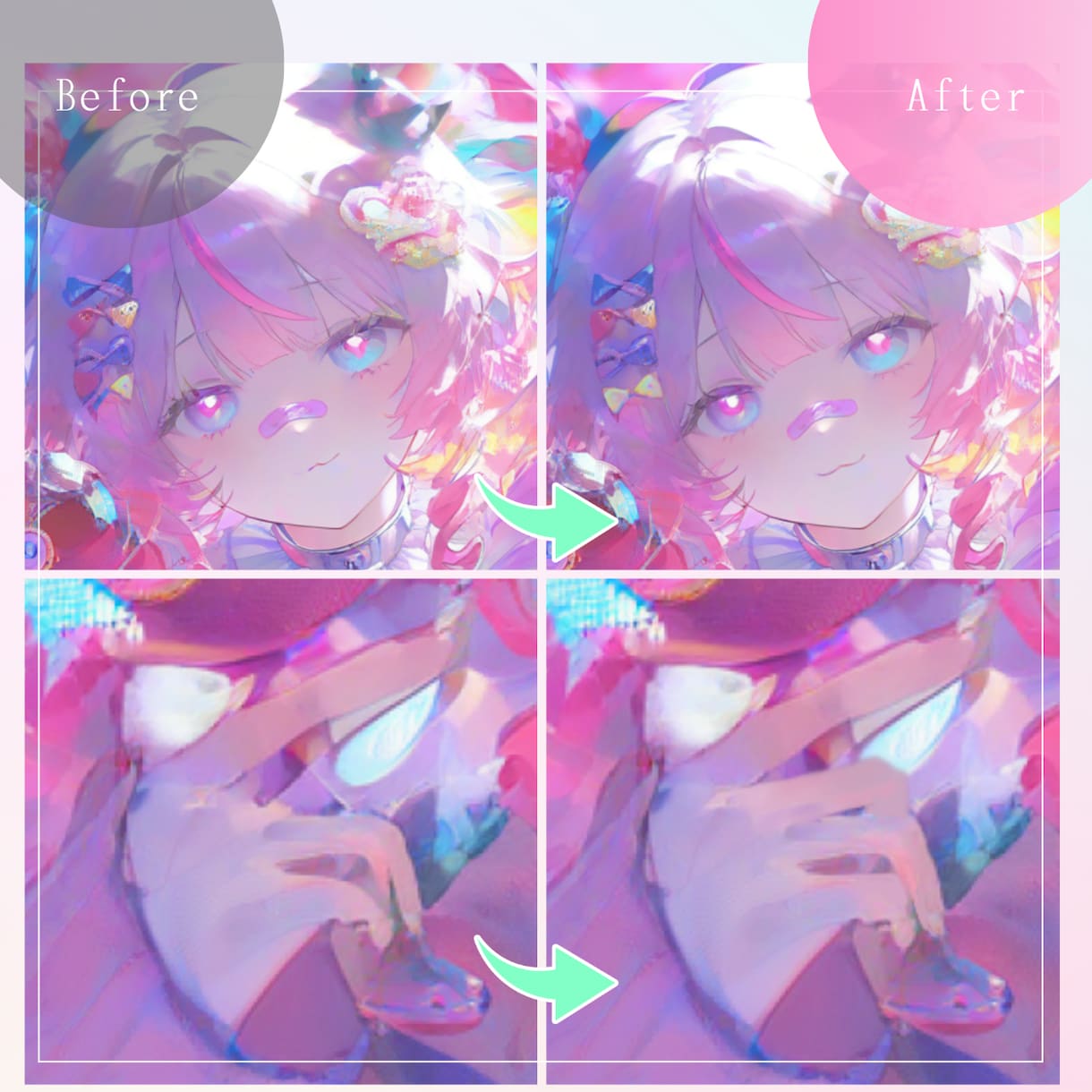 AIイラストを自然に修正・加筆します 元の絵柄を残したまま、イラストの崩れを丁寧に修正します。 イメージ6