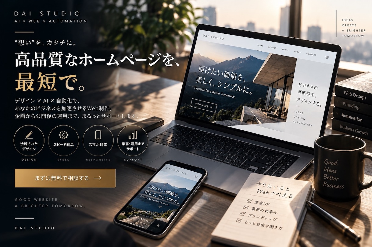 企業・店舗のホームページを制作します 制作例を公開｜構成・文章・スマホ対応まで一括 イメージ2