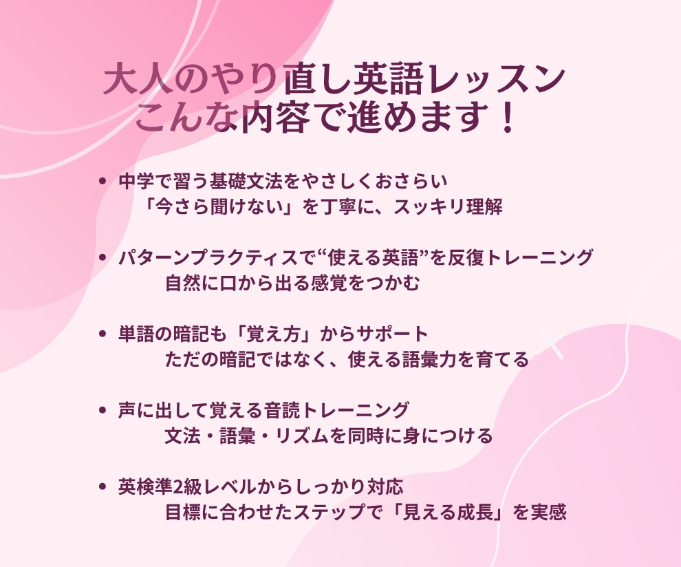 大人のやり直し英語　中学英語から丸っと復習します 何から始めていいか分からない人のための基礎英語レッスンです イメージ3