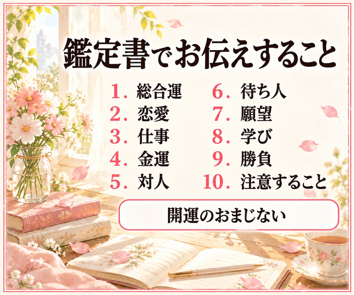 タロットおみくじ10項目/開運のおまじない占います 【最短30分】10項目の運勢と、開運のおまじない イメージ4