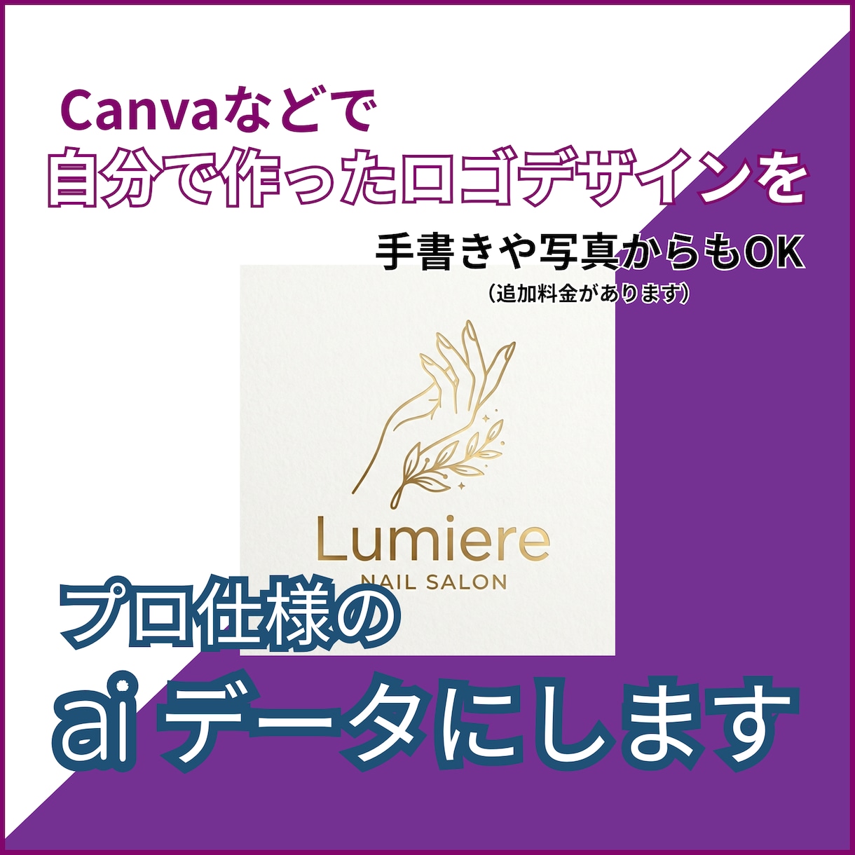 Canvaなどで作ったロゴをaiデータ化します 手書きや写真からもOK。イラレデータだから拡大しても綺麗 イメージ1