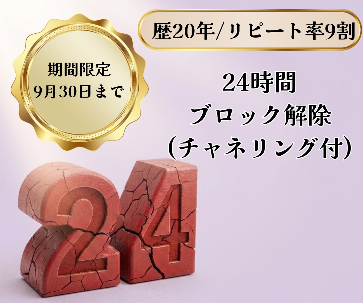 9/30迄モニター価格/24時間ブロック解除します まずは気軽に24時間ブロック解除(クリアリング)を体験 イメージ1