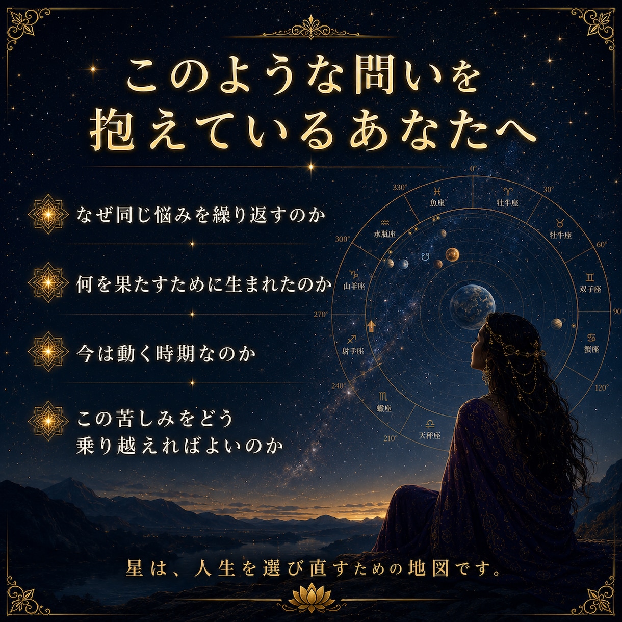 本格インド占星術☽前世・使命・未来を完全鑑定します ☊全21章2.5万字超の一生涯鑑定☋魂の天体図と開運秘儀付き イメージ2
