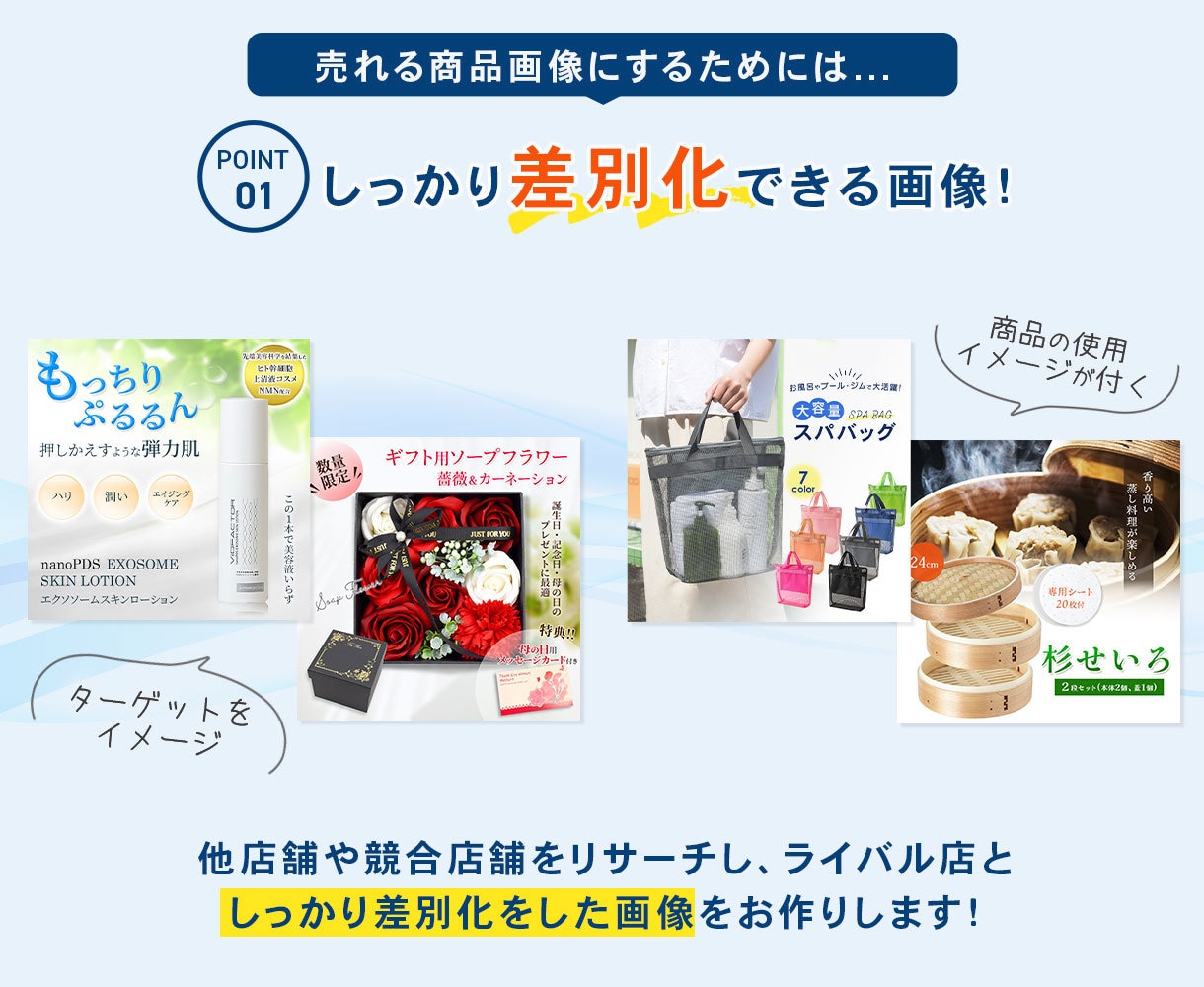 Amazonや楽天やヤフーなどの商品画像作成します 情報整理・読みやすさ・購入導線を意識した商品画像を制作します イメージ3