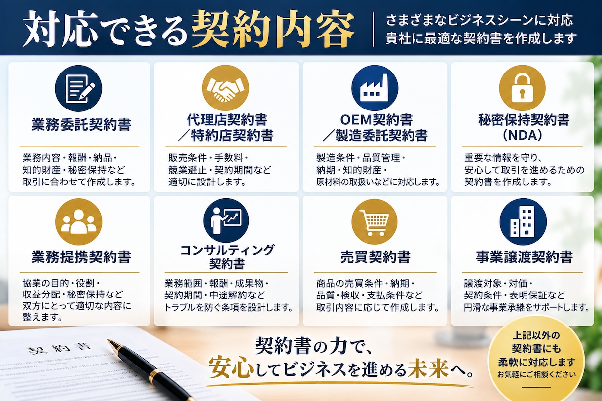 契約書に強い行政書士が契約書を作成します ひな形ではない、あなたの事業を守る契約書を作成 イメージ4