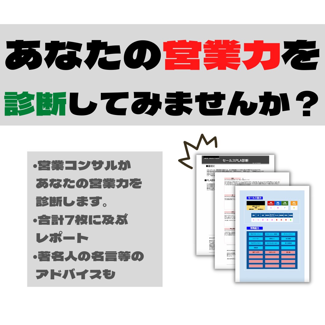 あなたの営業力診断レポートを出します 営業コンサルが現場で使うレポートを元に営業力改善をサポート イメージ1