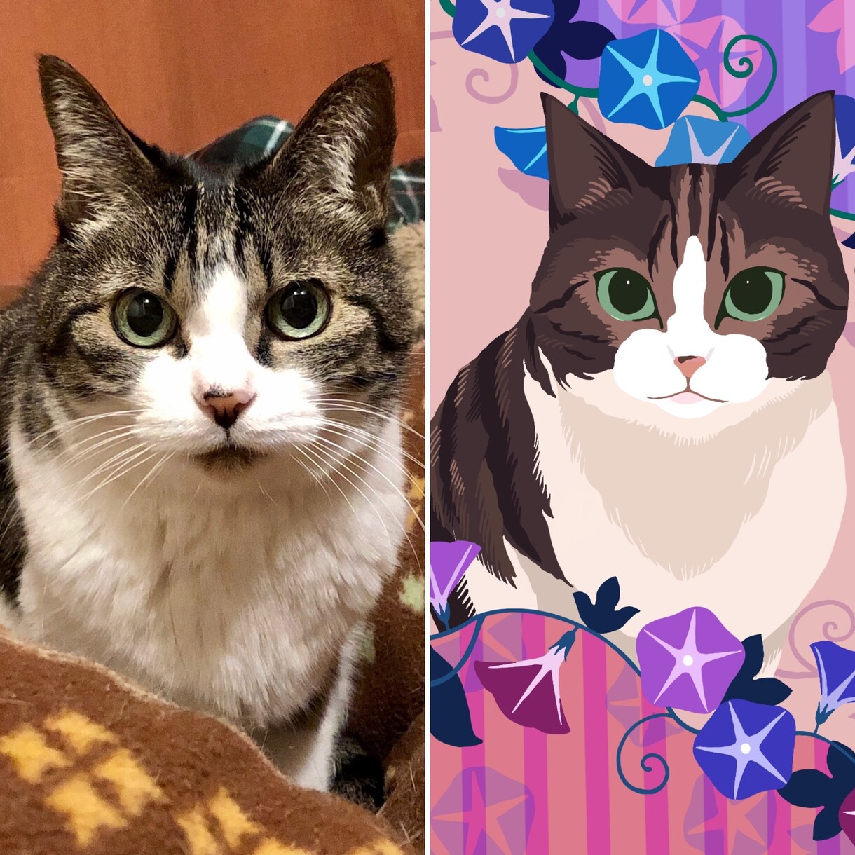 あなたのペットをお好きなお花と共に描きます SNSアイコンやプレゼントにどうぞ イメージ4