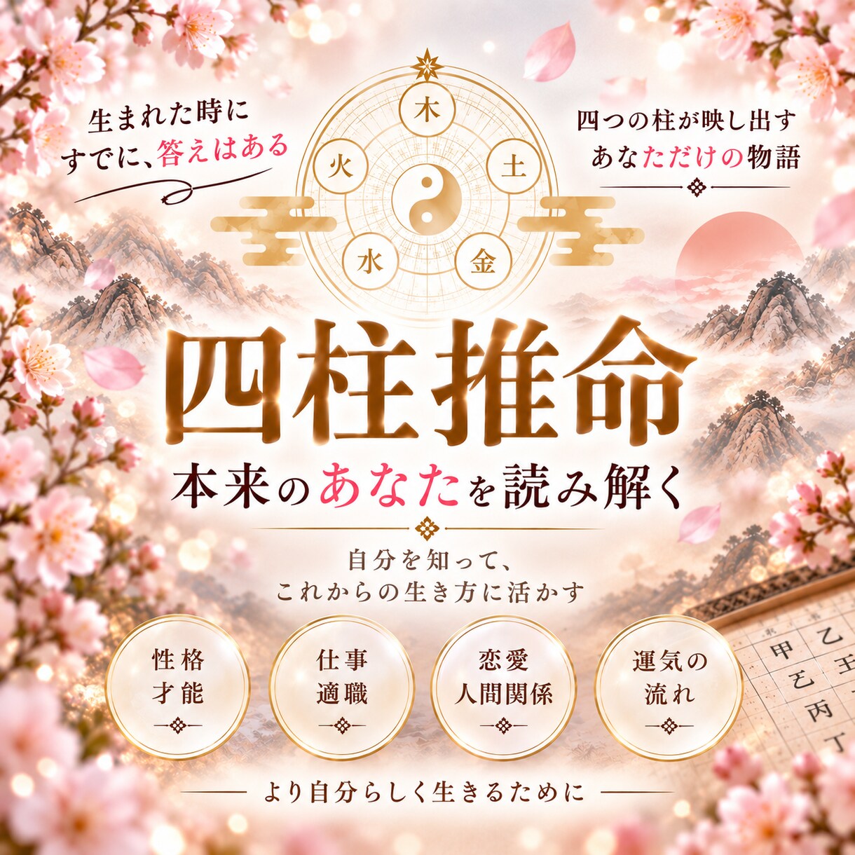四柱推命で本来のあなたを読み解きます 自分を知って、これからの生き方に活かす四柱推命 イメージ2