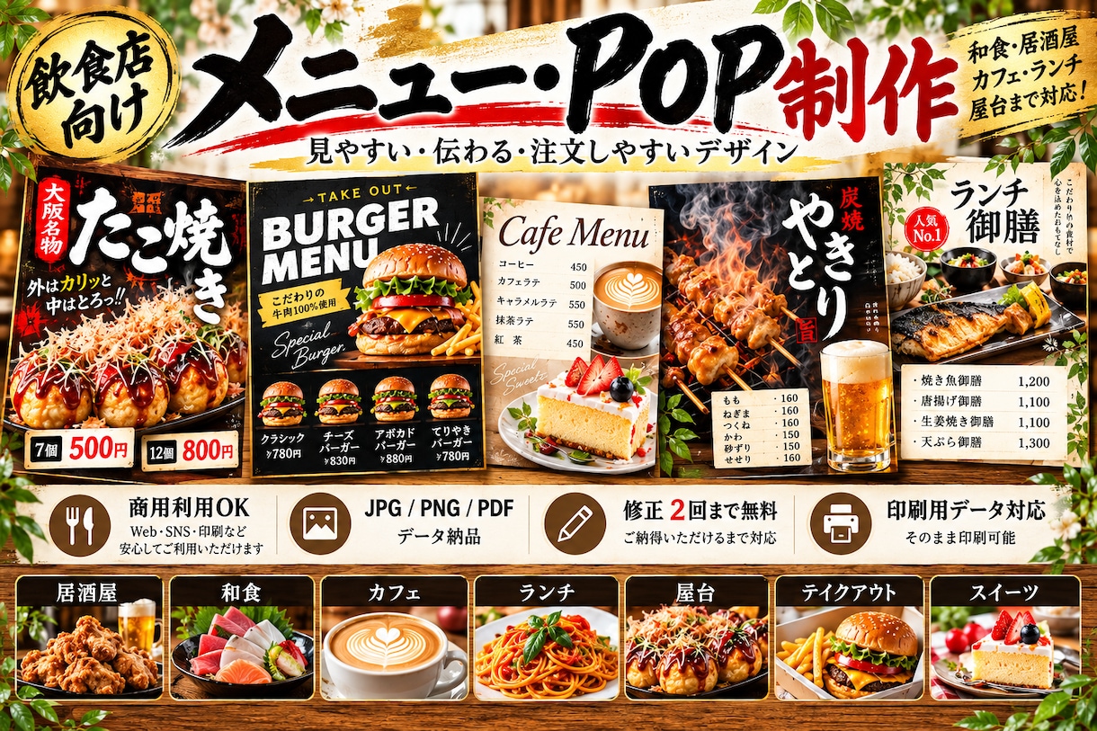 飲食店向けメニュー表を見やすく制作しますます 飲食現場の経験を活かし、見やすく伝わるデザイン イメージ1