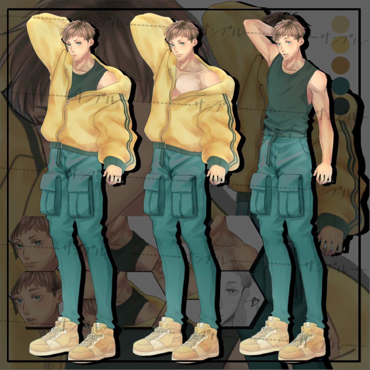 短髪ストリート系男子のキャラを販売します TRPG・ゲームに使いやすい、短髪ストリート男子 イメージ3