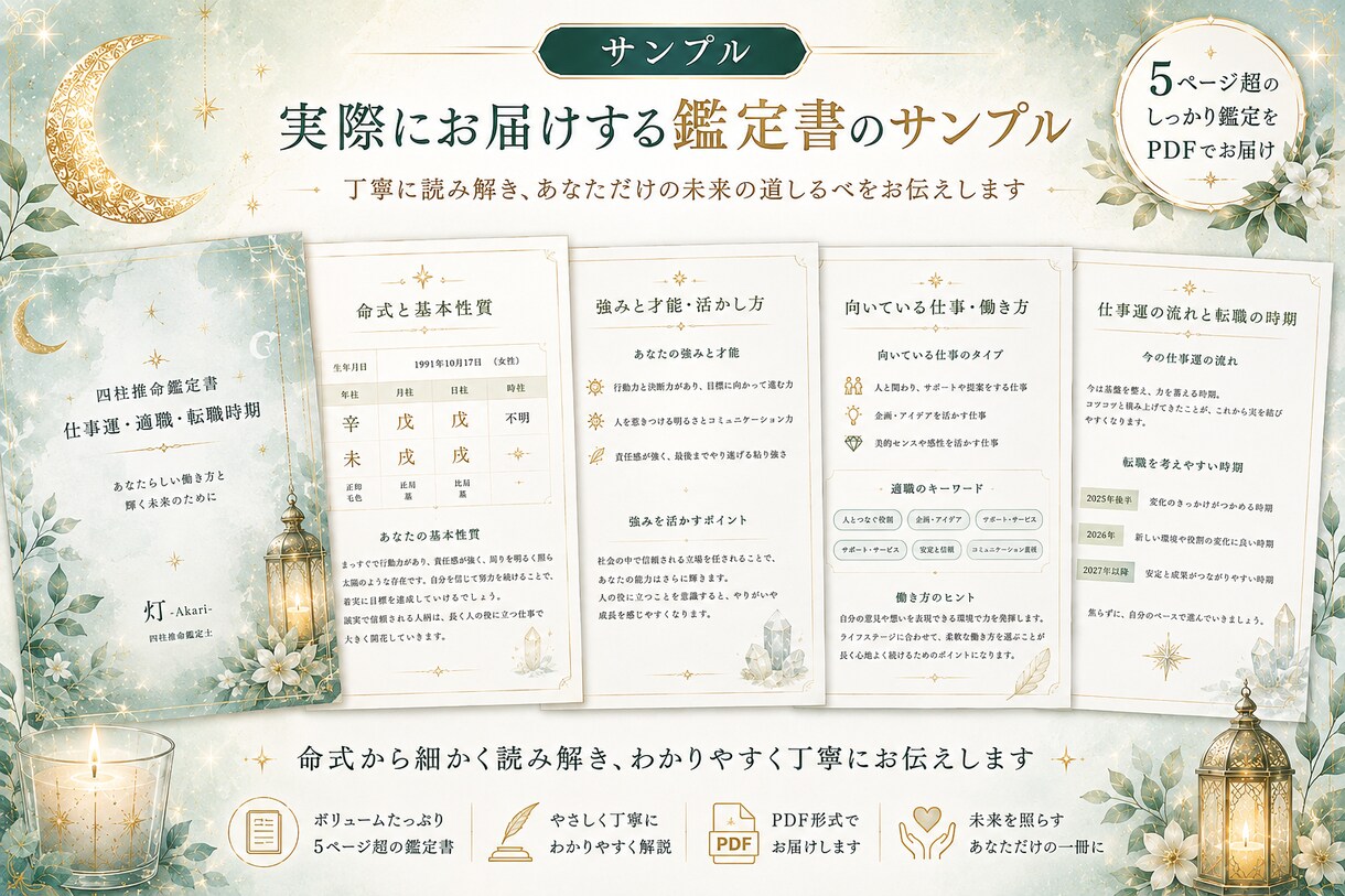 四柱推命で仕事運・適職・転職時期を鑑定します あなたの強みと自分らしく働ける道を一緒に探します イメージ4