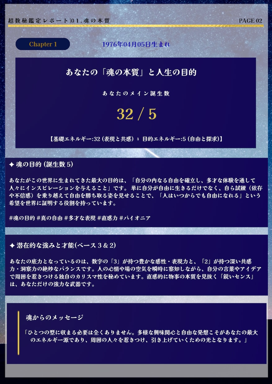 超数秘であなたの魂の設計図を解き明かします ♦︎生年月日から本来の才能、課題、覚醒ルートを鑑定 イメージ2