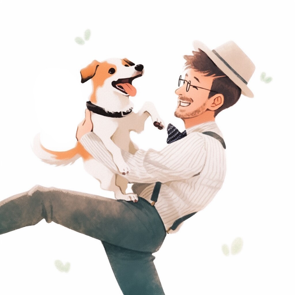 ペットとの優しい時間をイラストにします ペット/家族記念日の心温まる記憶にしませんか イメージ3