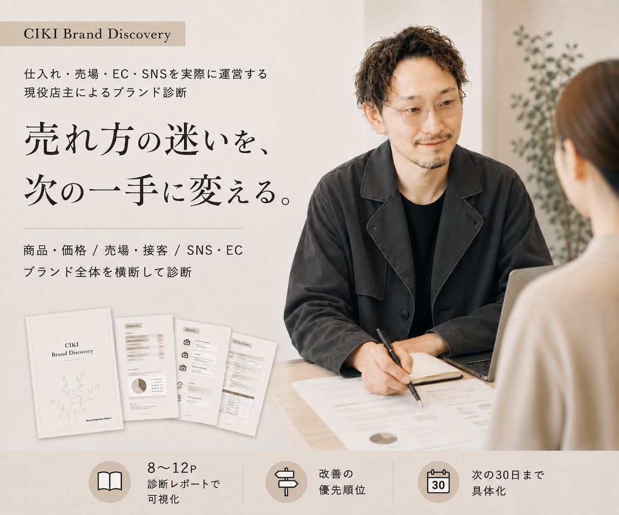 小規模ブランドの売れ方・選ばれる理由を診断します 売れ方の迷いを整理し、次の30日まで具体化します イメージ1