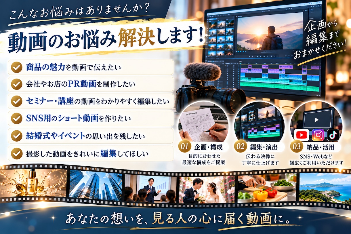 企業PR・商品紹介・SNS動画を丁寧に制作します 企画から編集まで、想いが伝わる動画に仕上げます イメージ3