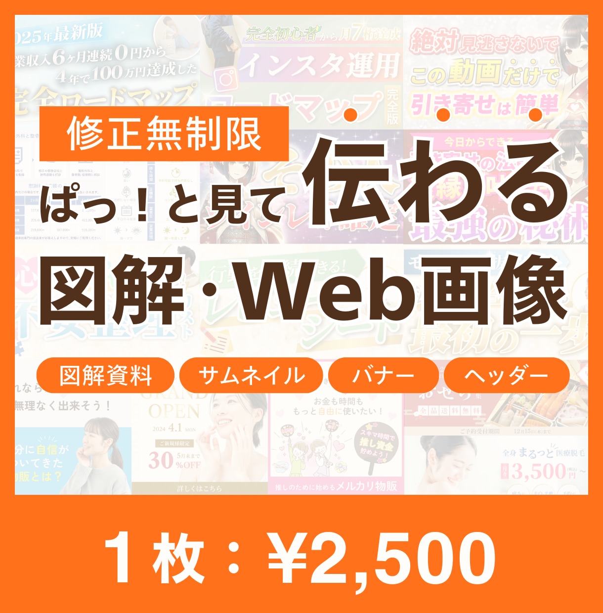 ぱっ！と見て伝わる図解・Web画像作成します サムネイルやSNS投稿画像やバナーもOK！ イメージ1