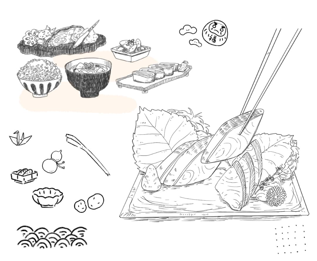 料理や飲み物お料理、カラーor線画で描きます 他にはない温かみのあるイラストでお届けいたします！ イメージ4