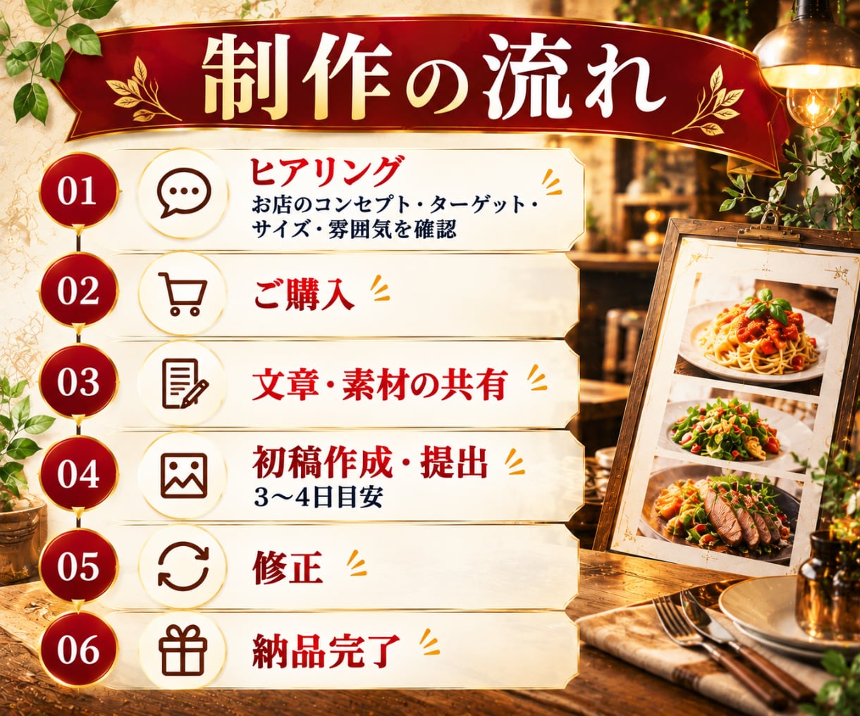 来店につながる飲食店のメニュー表作ります 集客/店舗/個人店/カフェ/居酒屋/キッチンカー/料金表 イメージ5