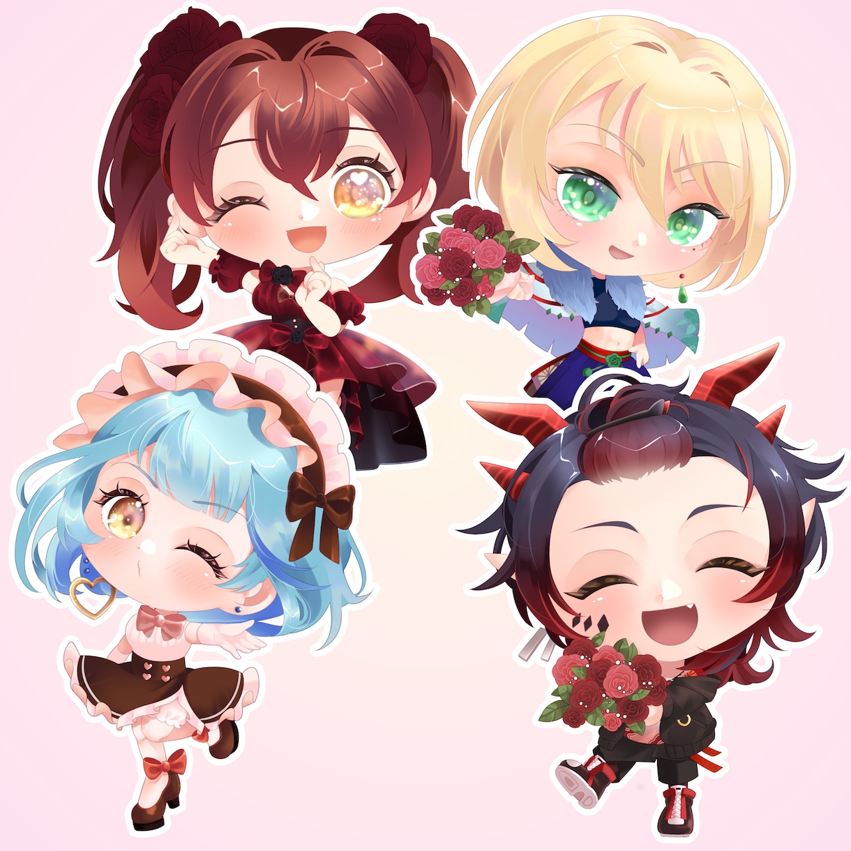 グッズにオススメ！可愛いミニキャラお描きします きゅるきゅるなデフォルメ2頭身キャラ！ イメージ1