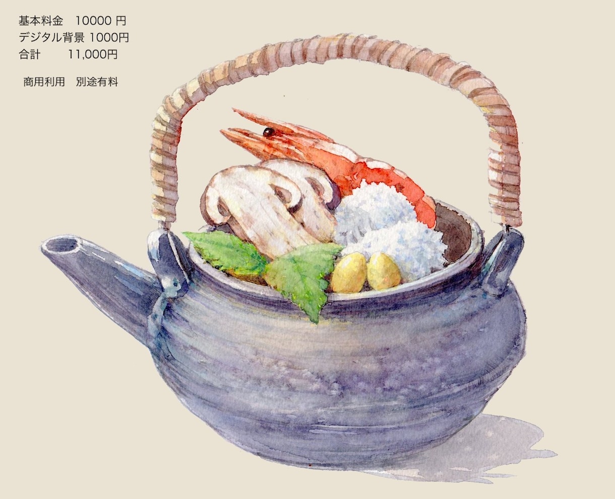 透明水彩で料理やスウィーツを美味しそうに描きます 料理・和菓子・飲み物・食材など。商用OKです。 イメージ4