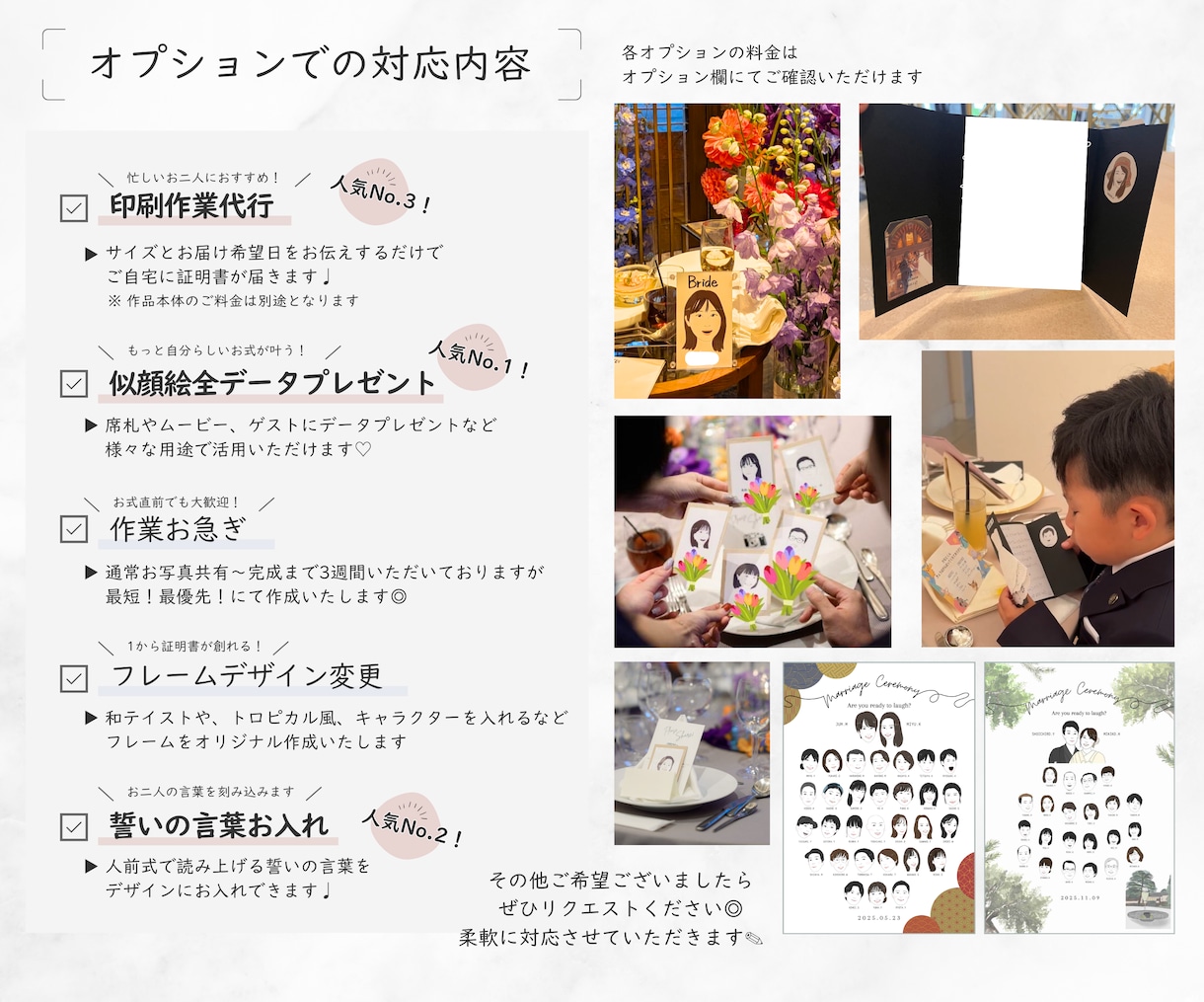 ゲスト参加型┊似顔絵入り結婚証明書作成します 全員のサイン・指印で創り上げる オーダーメイド演出 イメージ5