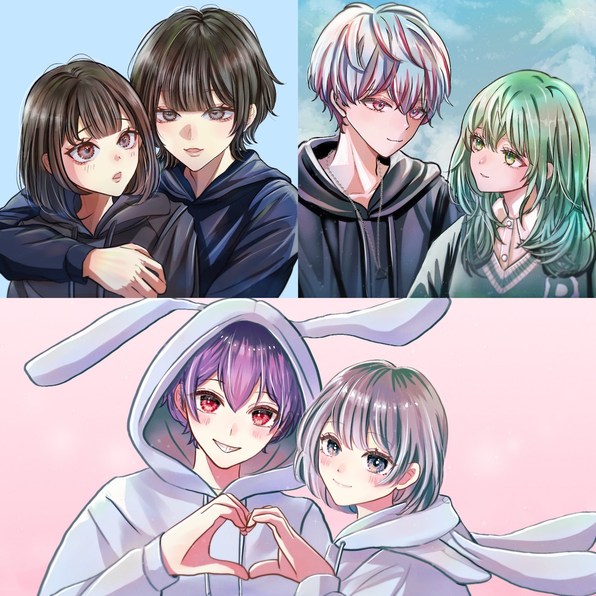 可愛くてかっこいい自然なペア画アイコン描きます SNS やプレゼントにも！似顔絵風もok イメージ9