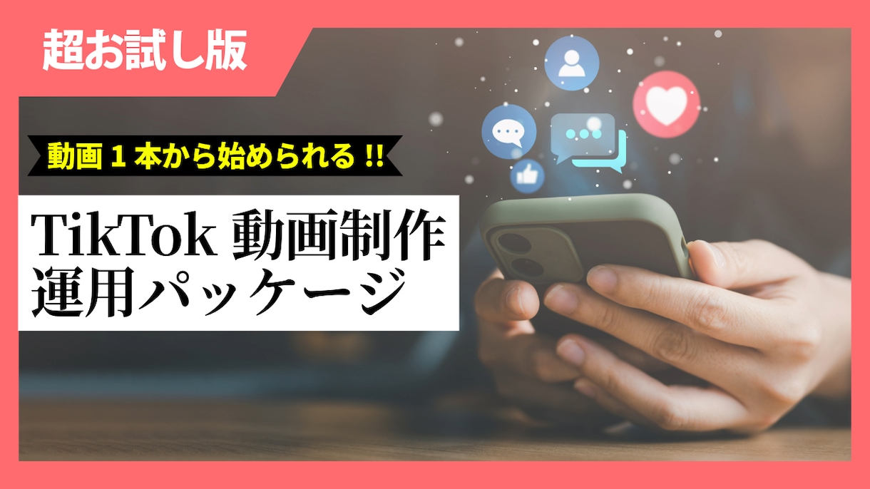 お試し版！！TikTokをゼロからスタートします まずは1本から、TikTok運用の効果を体験してみませんか？ イメージ1
