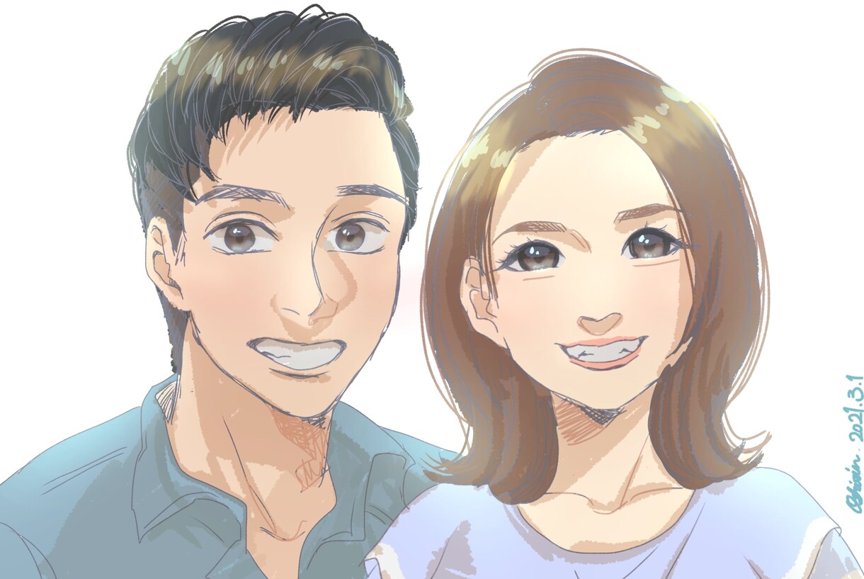 単色/フルカラーの似顔絵を提供します 可愛いイラストのまま似ている似顔絵が欲しい方に イメージ3