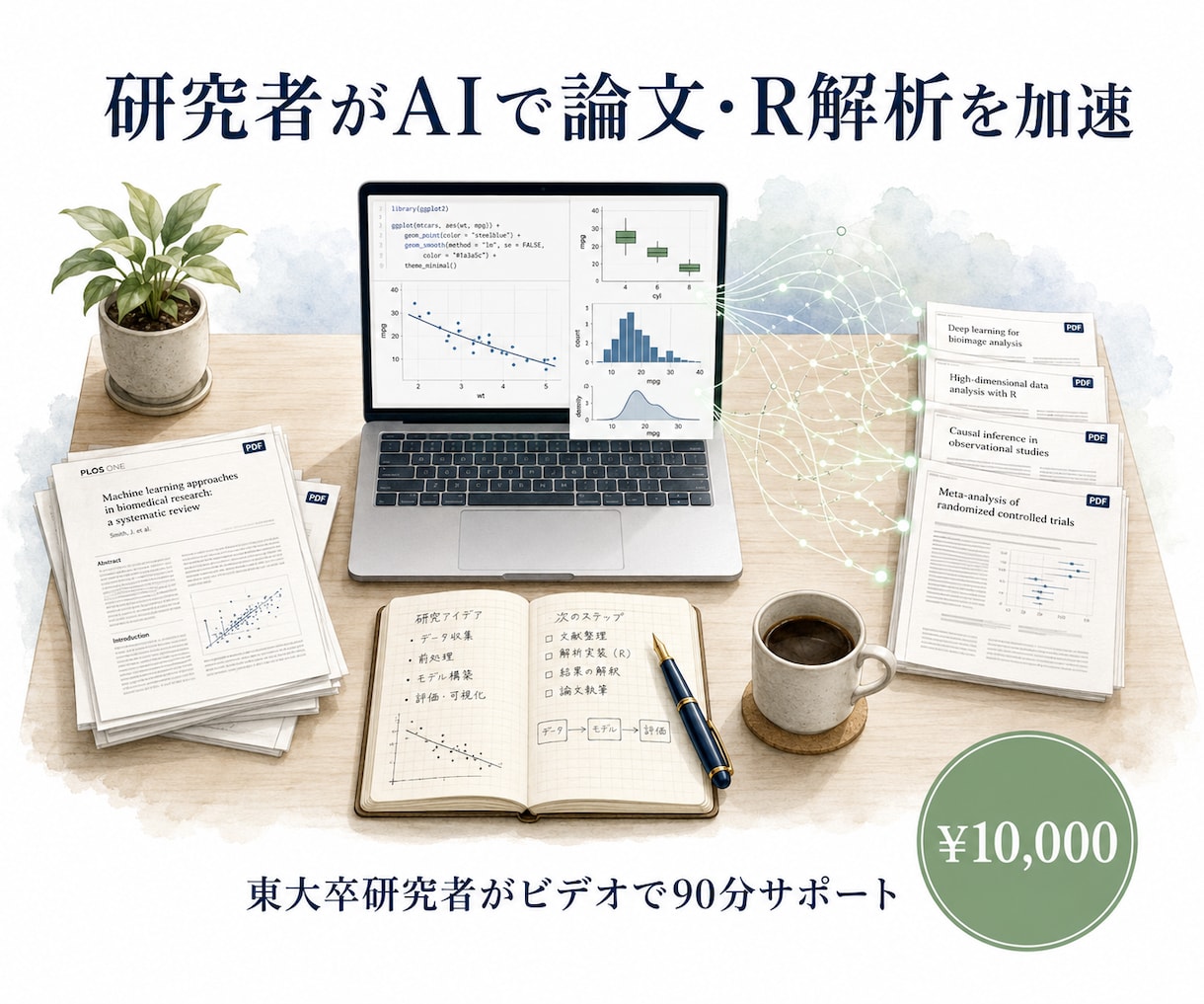 研究者がAIで論文・R解析・文献整理を加速します 東大卒の現役研究者が、あなたの研究のAI活用を伴走します イメージ1