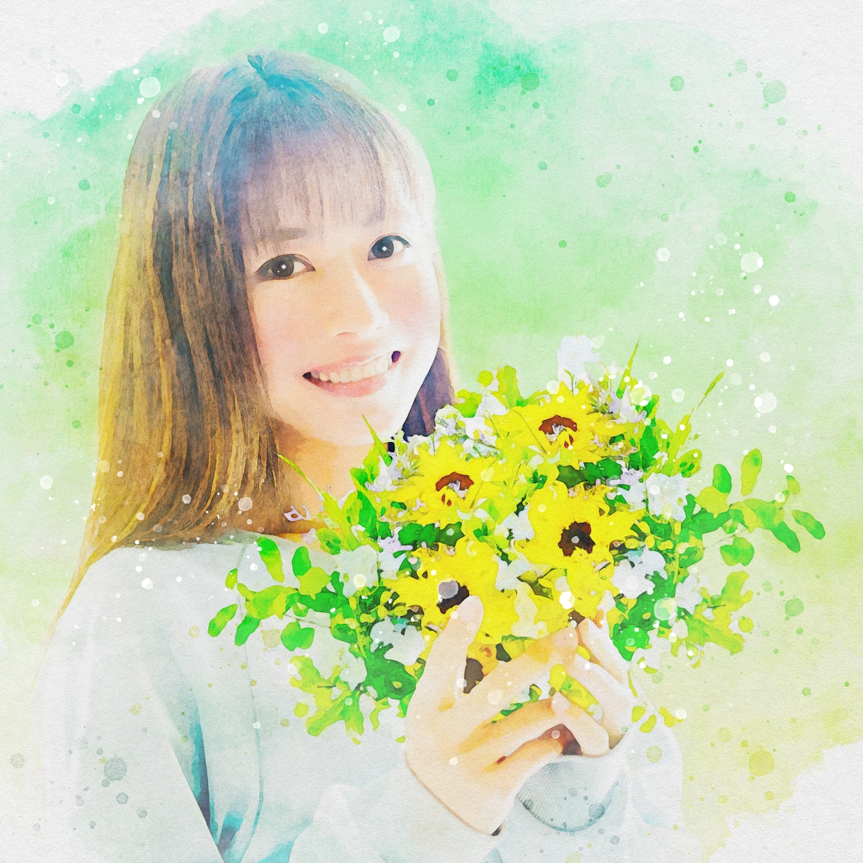 ふんわり優しいෆ˚*大人可愛い水彩画をお作りします デジタルデータ納品♡A4サイズプリントプレゼント*ᴗ ᴗ)⁾ イメージ1