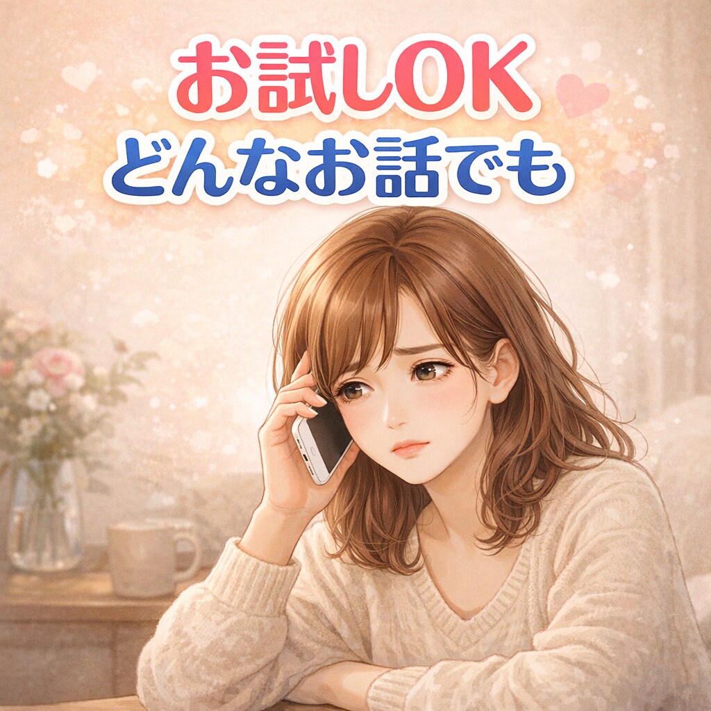 今すぐだれかと話がしたい！そのまま全部受け止めます 今日あった出来事や深いお悩み、誰にも言えないこともぜひどうぞ イメージ1