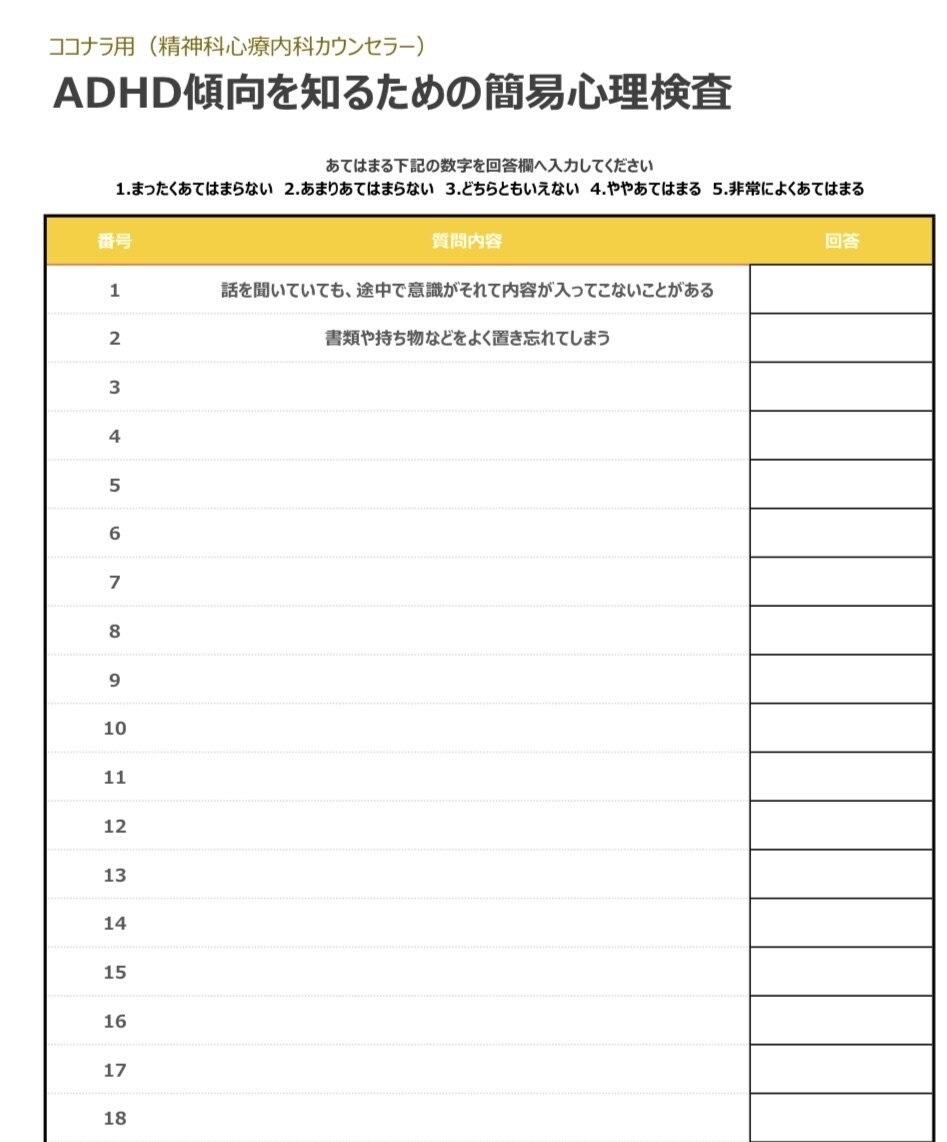 発達障害（ADHD傾向）の簡易検査を実施します 心療内科勤務の心理師が、発達障害（ADHD）の傾向を精査！ イメージ2