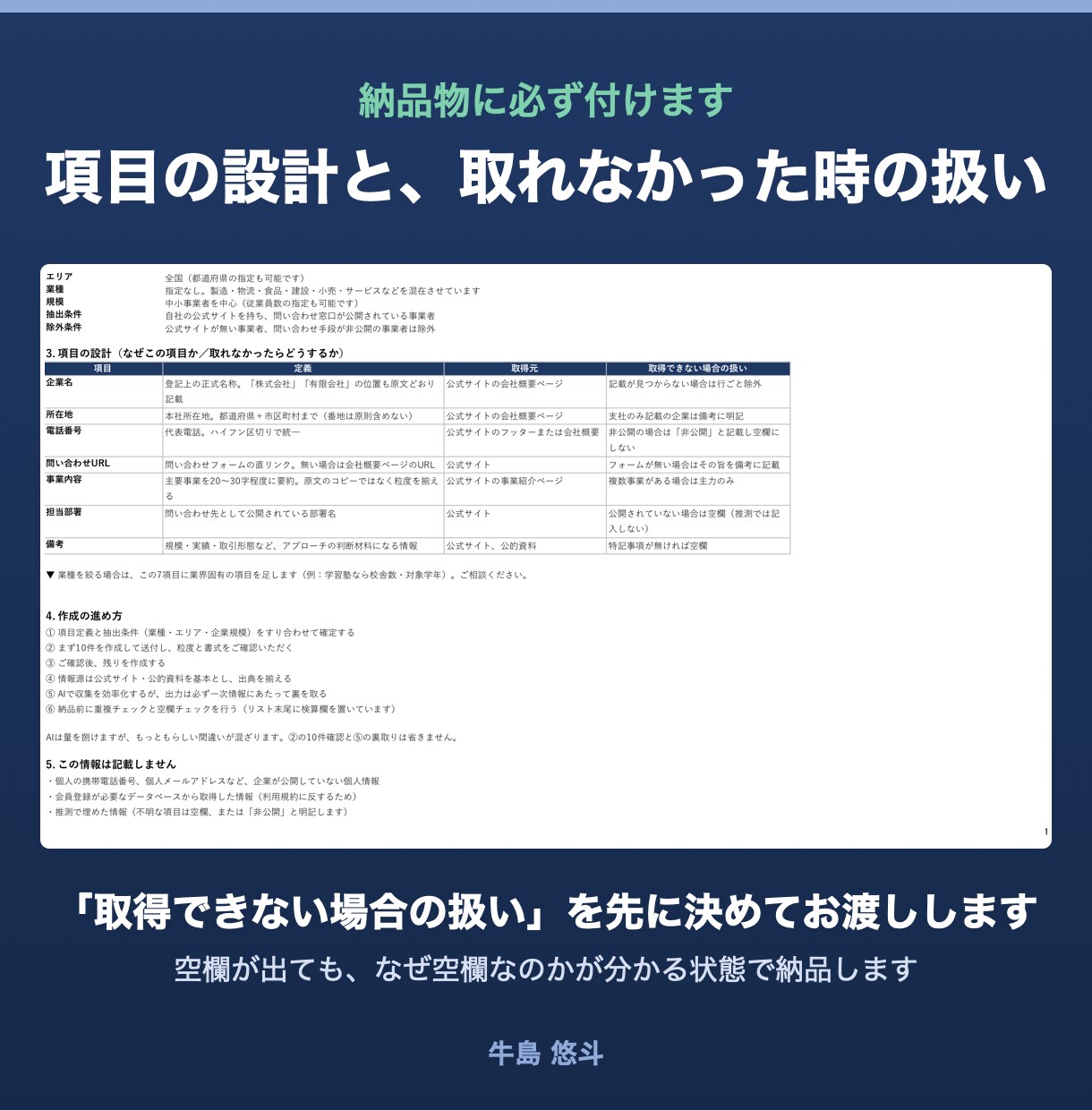 新規開拓用の営業リストを作成します まず10件お送りします。粒度を確認できます イメージ3