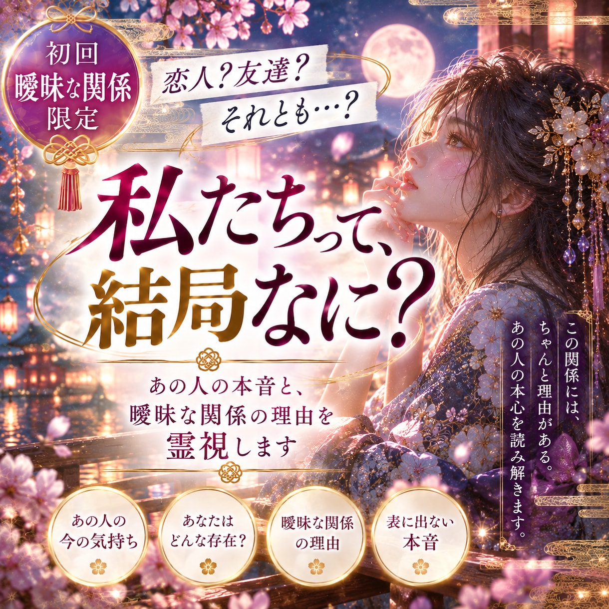 初回・曖昧な関係限定！あの人の本音を霊視します 恋人？友達？曖昧な関係に隠された本音を読み解きます イメージ1